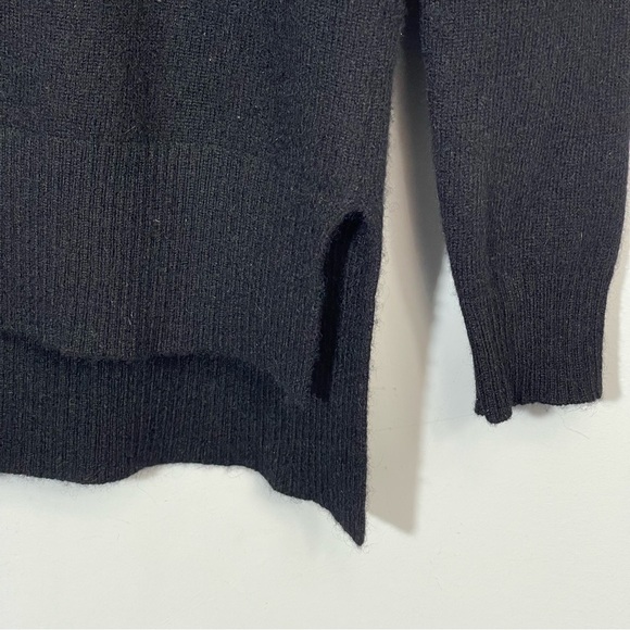 C by Bloomingdales Cashmere Hoodie Sweater Black XS High Low Side Slits Pullover - Picture 8 of 12